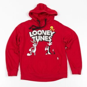 Vintage Looney‎ Tunes Hoodie Sweatshirt Adult Medium 90s Bugs Sylvester Tweetie